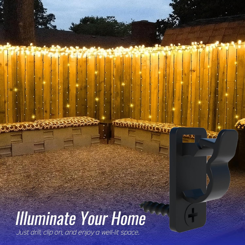 60Pack Outdoor String Light Clips Screw-in Hooks,Garden Hooks,Weatherproof Cable