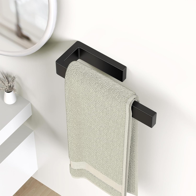 Hand Towel Holder, Black Bathroom Towel Bar Heavy Duty Towel Rack Wall Mounted,