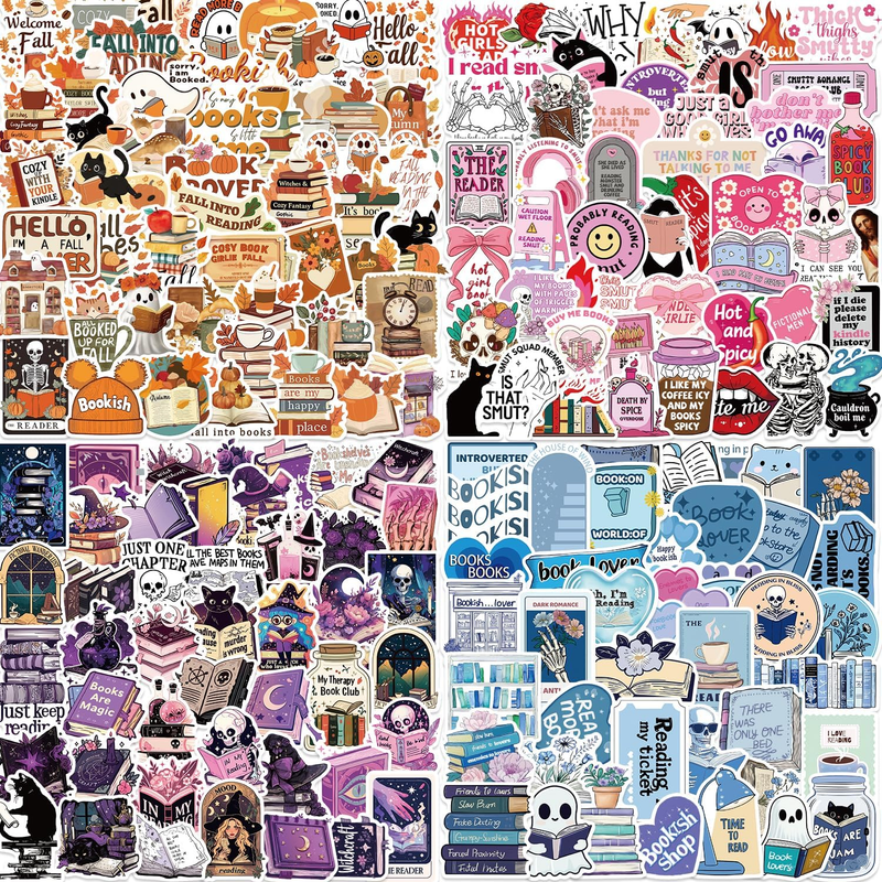 200PCS Gothic Aesthetic Reading Book Lovers Fall Spooky Vinyl Stickers Decals