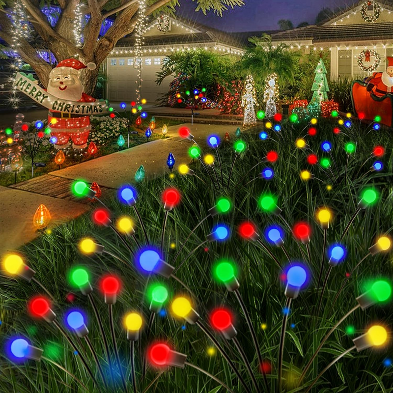 6-Pack Christmas Solar Garden Lights, Upgraded Firefly Solar Lights Fairy Garden