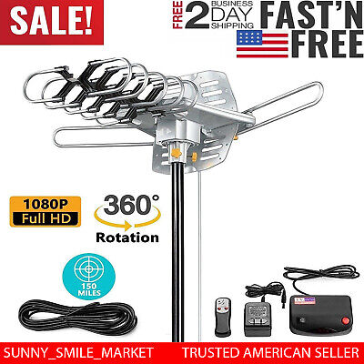 150 M Best HDTV Antenna Long Range Outdoor Digital TV Amplified Remote Control