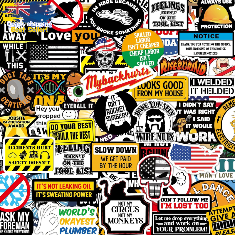 150 PCS Hard Hat Stickers - Funny Helmet Decals for Mechanics, Waterproof