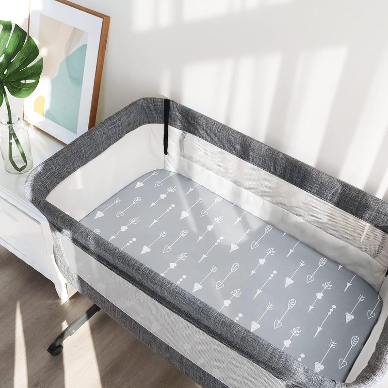 Bassinet Fitted Sheet(33" x 20"), 4 Pack for Most Bedside Sleeper Bassinet, Bass