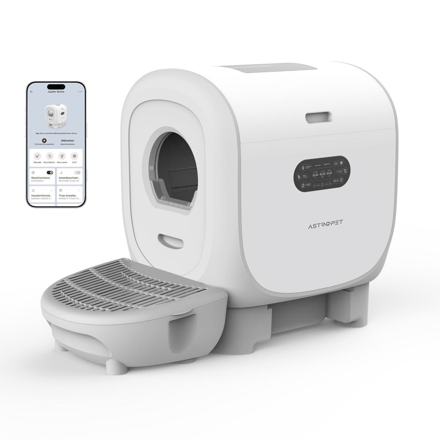 Astropet 101L gro Selbstreinigende Katzentoilette XXL Katzenklo, APP-Steuerung