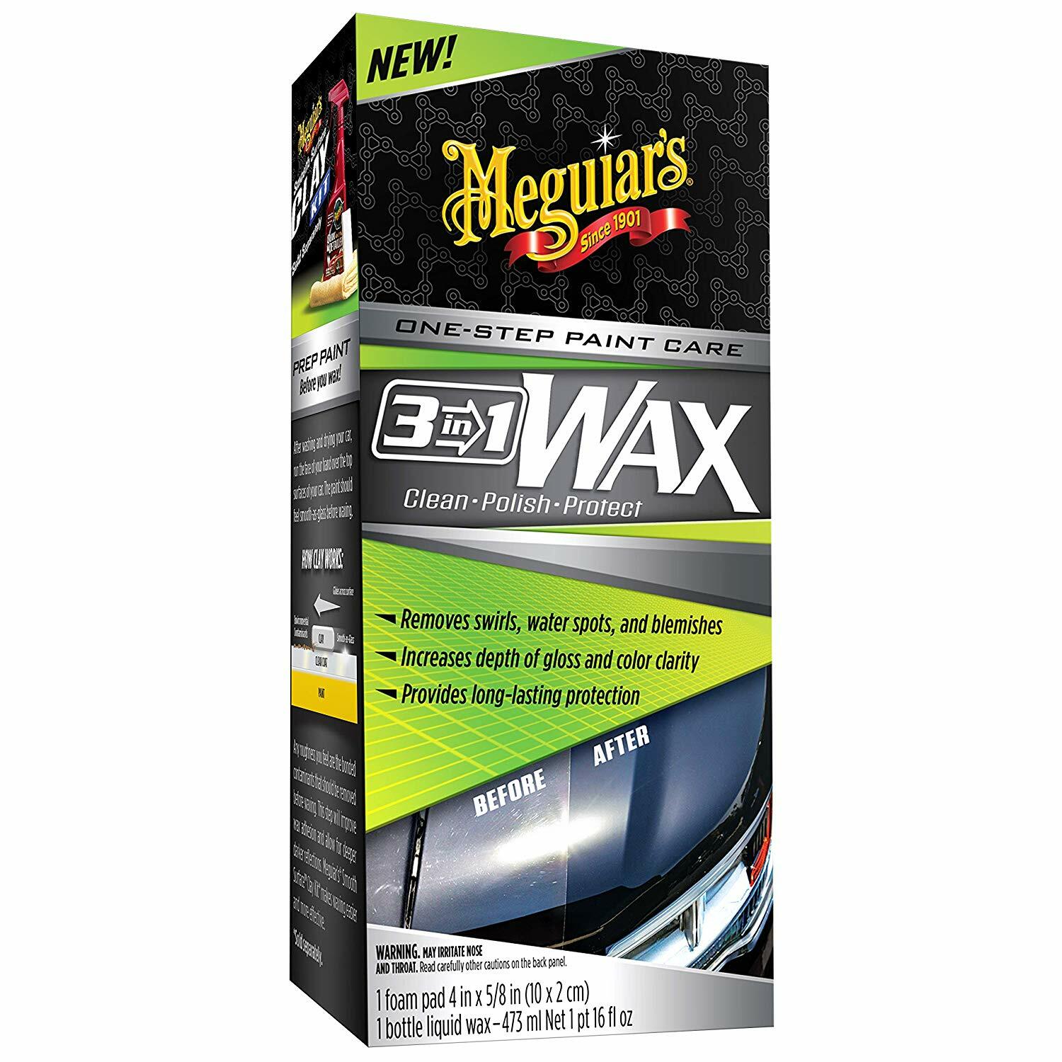 NEW 2020 Meguiars 3 in 1 Wax Clean Car Polish & Protect One Step