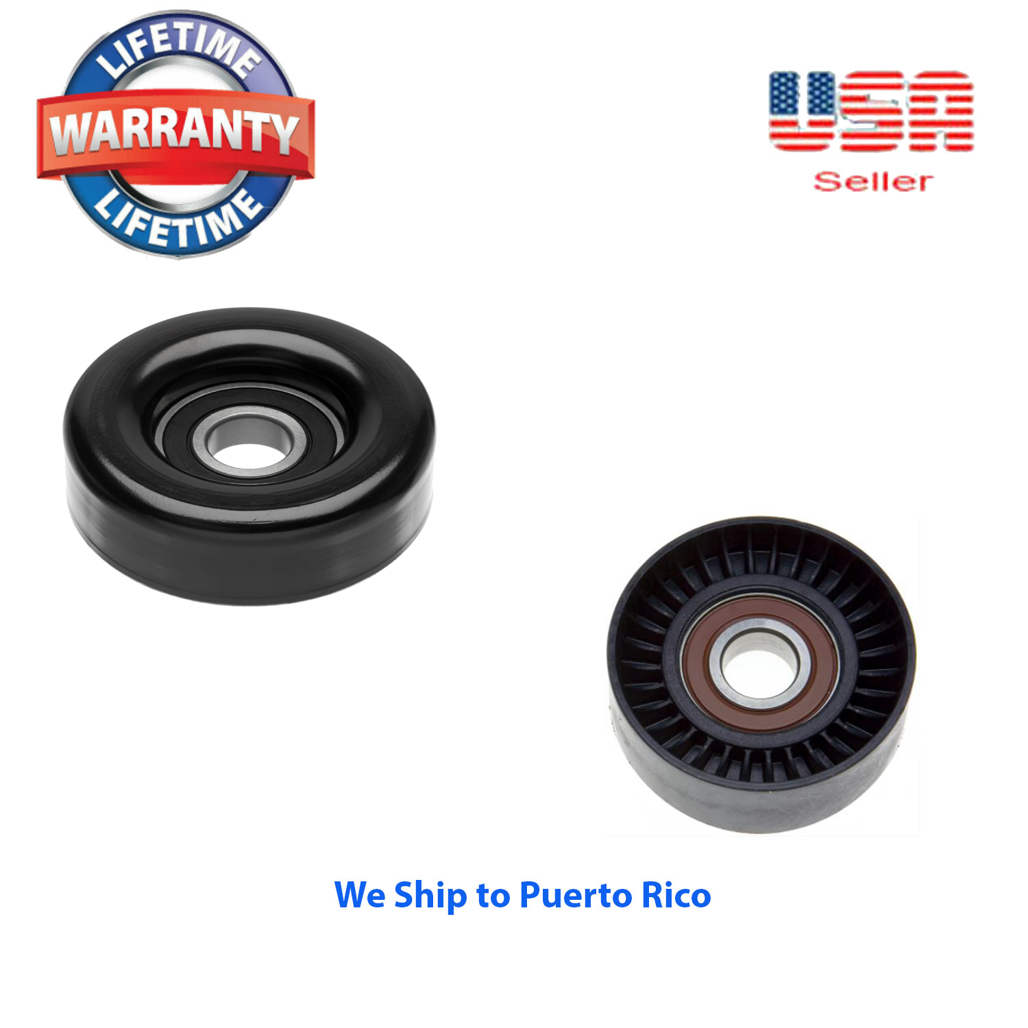 2 Pieces Idler & Belt Tensioner Pulley Fits: Chrysler Dodge Jeep 2001-2007