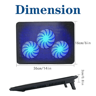 11-18 inch Laptop Cooling Pad 6/5/4 Fans Gaming Notebook Cooler LED Fan Dual USB