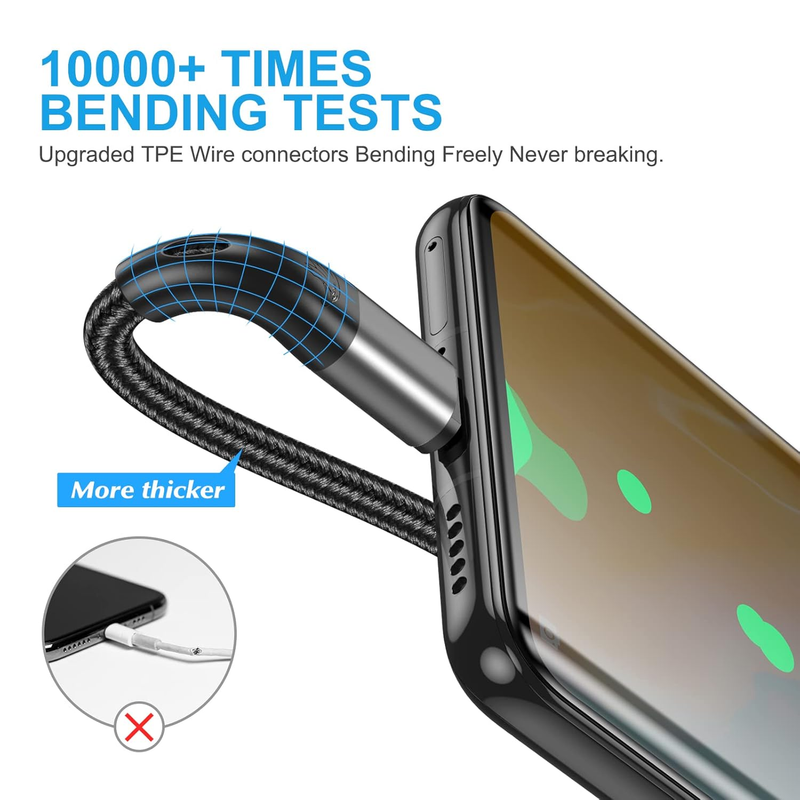 USB Type C Cable Fast Charging,3pack 10ft Premium Nylon Braided 3A Rapid Charger