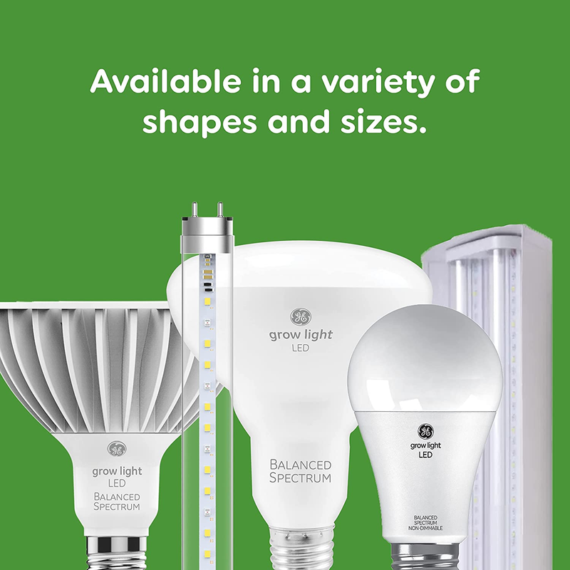 (2 Pack) GE Grow Light for Plants, LED Light Bulb for Seeds and Greens with Bala