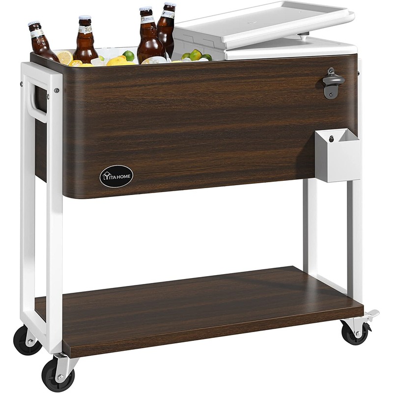 Cart With Bottle Opener Drainage Portable Rolling Wheels