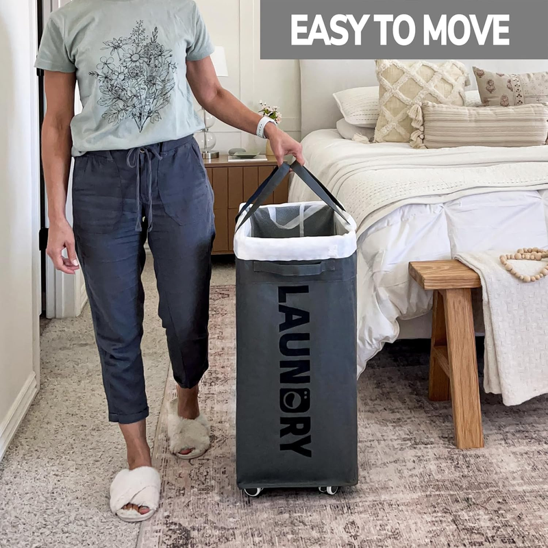 75L Large Laundry Hamper, Dorm Room Essentials, Laundry Basket with Wheels, Clot
