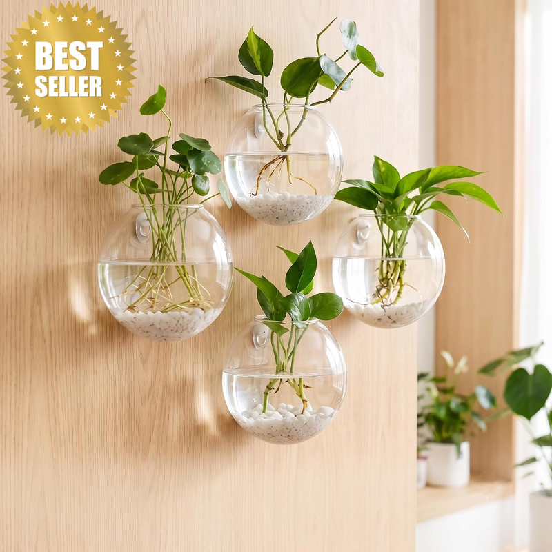 4-Pack Wall Hanging Planter Propagation Station, 13CM Vase