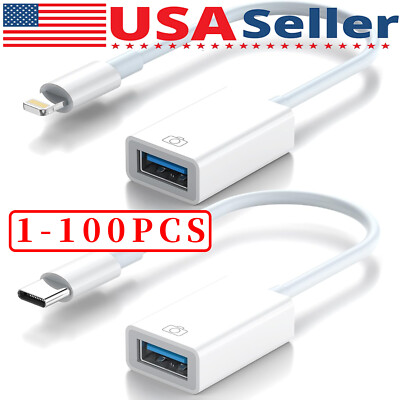 To Camera USB Female OTG Connector Adapter Cable For Apple iPhone iPad iPod lot