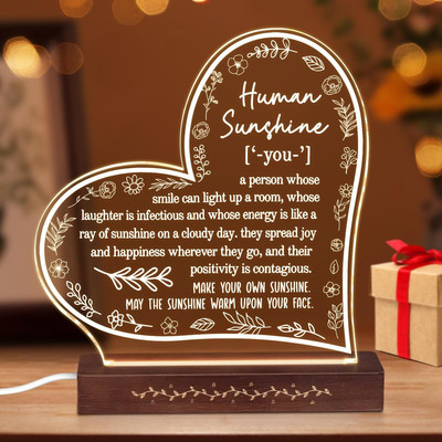 Inspirational Gifts for Women, Human Sunshine Definition Night Light, Thank You 
