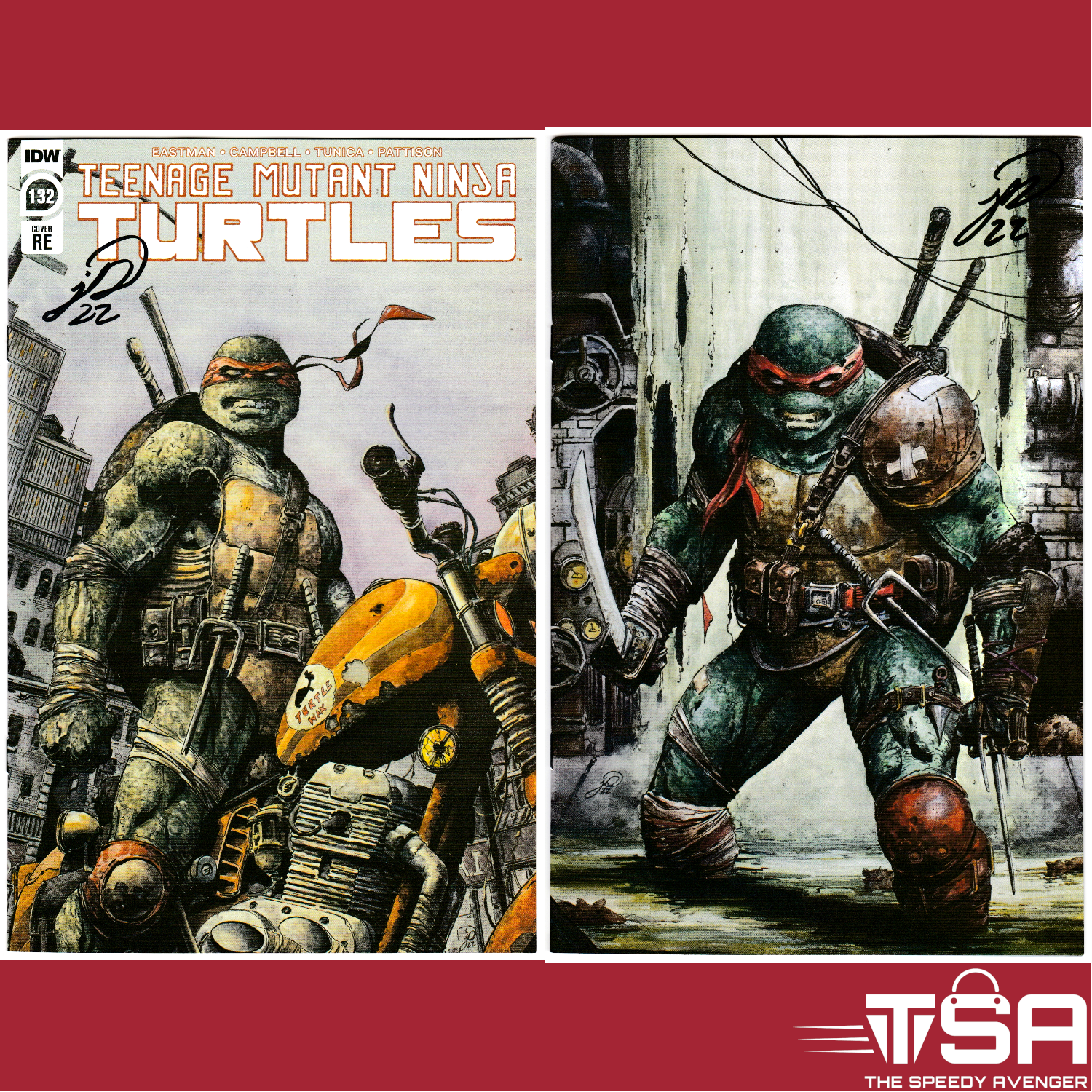 TEENAGE MUTANT NINJA TURTLES #132 + ARMAGEDDON GAME #1 Desjardins 2pk SIGNED!