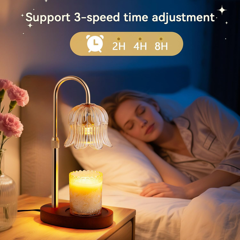 Candle Warmer Lamp with Timer and Dimmer, Adjustable Height Electric Candle Warm