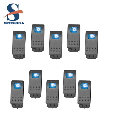 10PCS Waterproof Marine Boat Car Rocker Switch 12-24V SPST ON-OFF 4PIN Blue LED