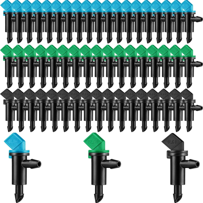 60 Pieces Drip Emitter Irrigation Dripper for Trees Shrubs 1 GPH 2 GPH 4 GPH