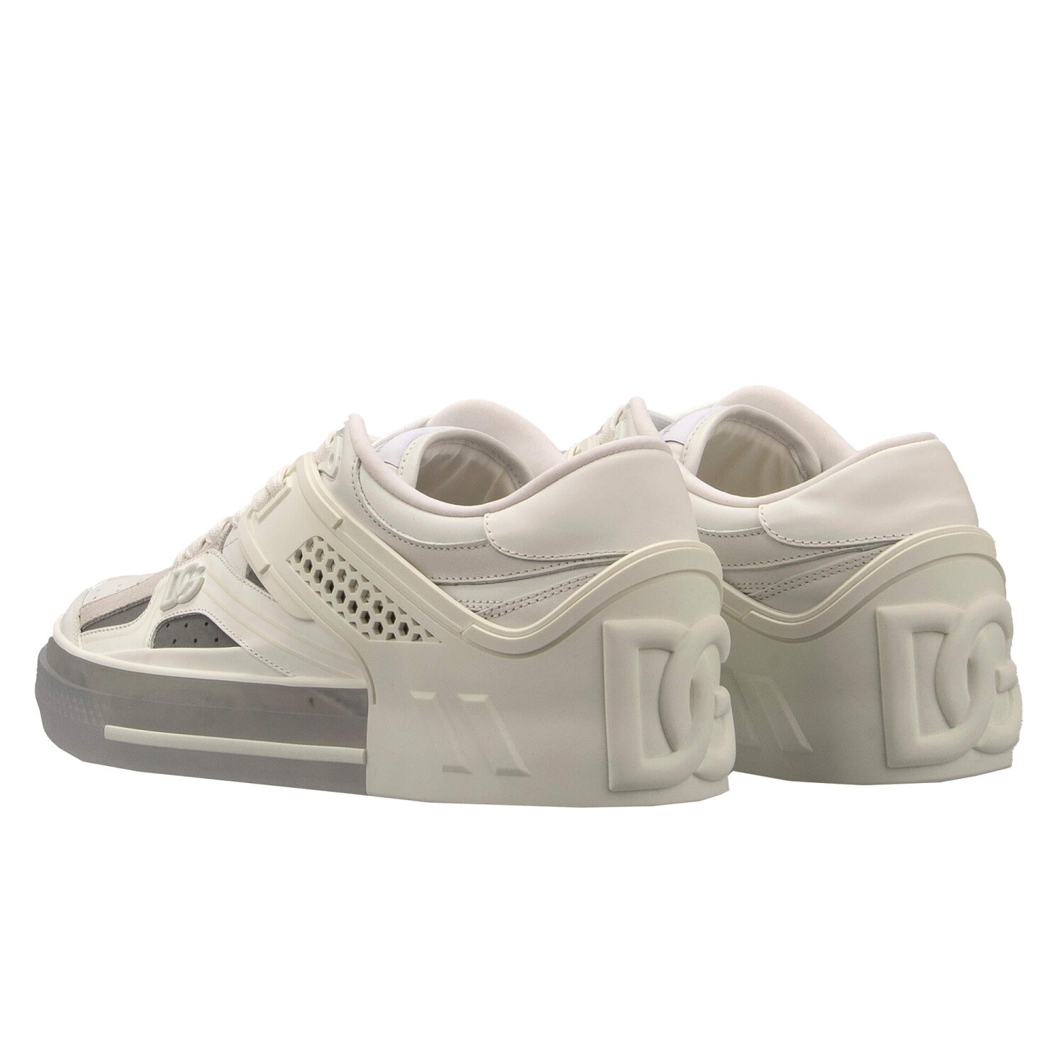Pre-owned Dolce & Gabbana Dg Logo Men Leather Sneaker Sneakers Custom 2.zero White
