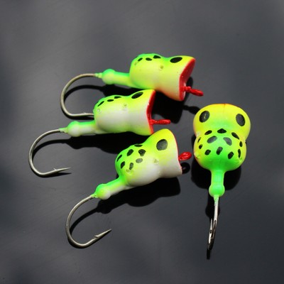 6 pcs Hard Foam Head Hooks Frog UV Popper Topwater Floating Bass Fishing Lures