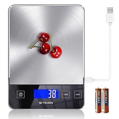 33lb Food Kitchen Digital Scale 304 Stainless Steel Rechargeable for Cooking US