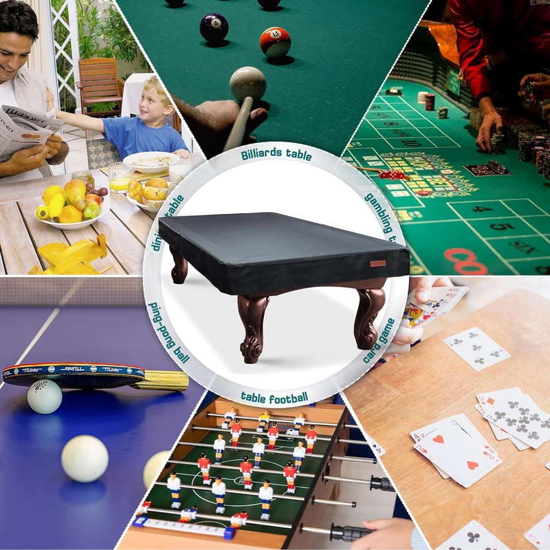 Pool Table Cover, Heavy Duty Leatherette Billiard Table Cover, Waterproof and Te