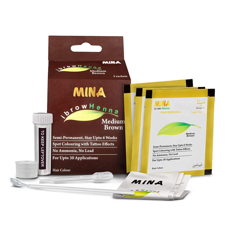 Paquete Regular De Cejas Y Henna Marron Medio Kit De Tintado