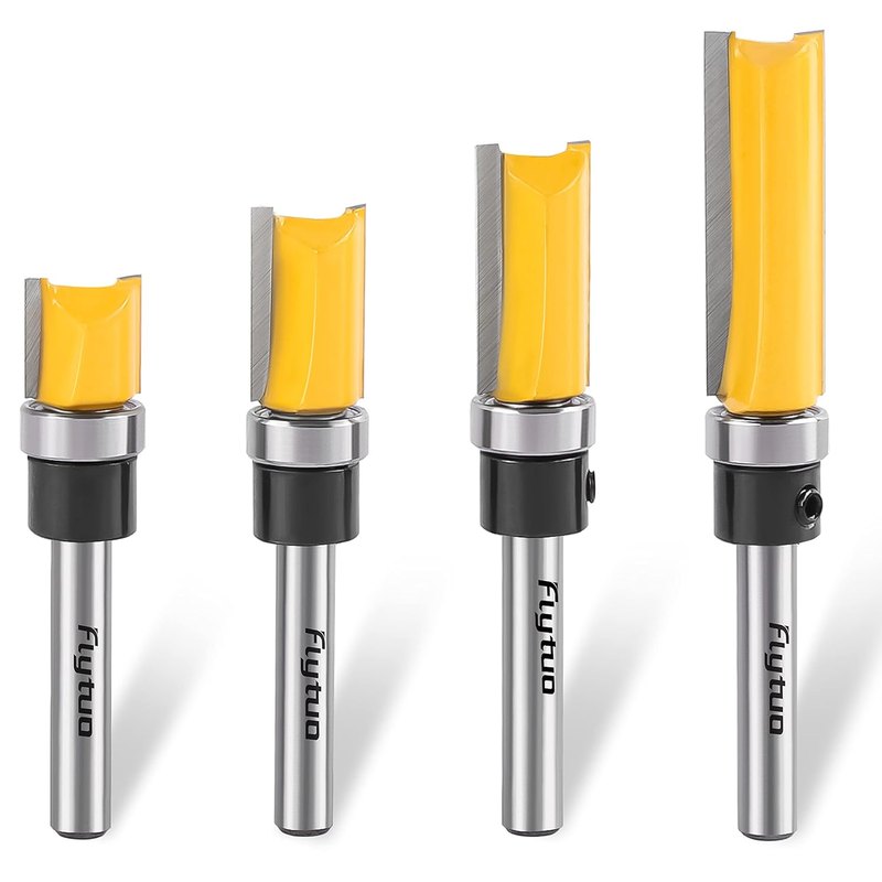 4PCS Pattern Flush Trim Router Bit Set 1/4" Shank, Professional Carbide Top Bear