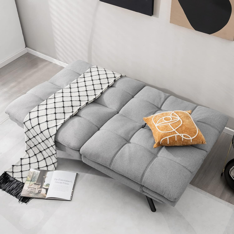 Futon Sofa Bed, Convertible Futon Couch Sleeper with Adjustable Backrest Armrest