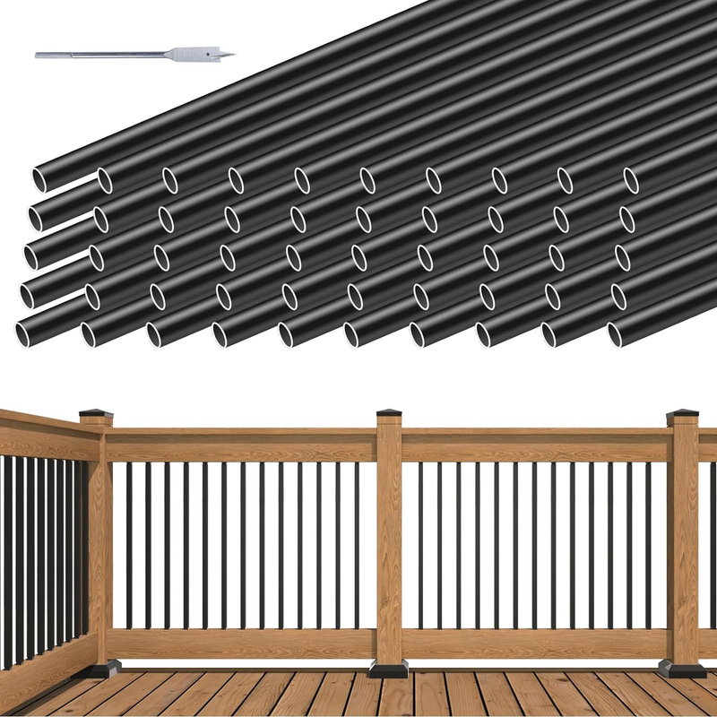 50Pack 32" Aluminum Deck Railing Balusters Round Black Stair Porch Staircase Spi