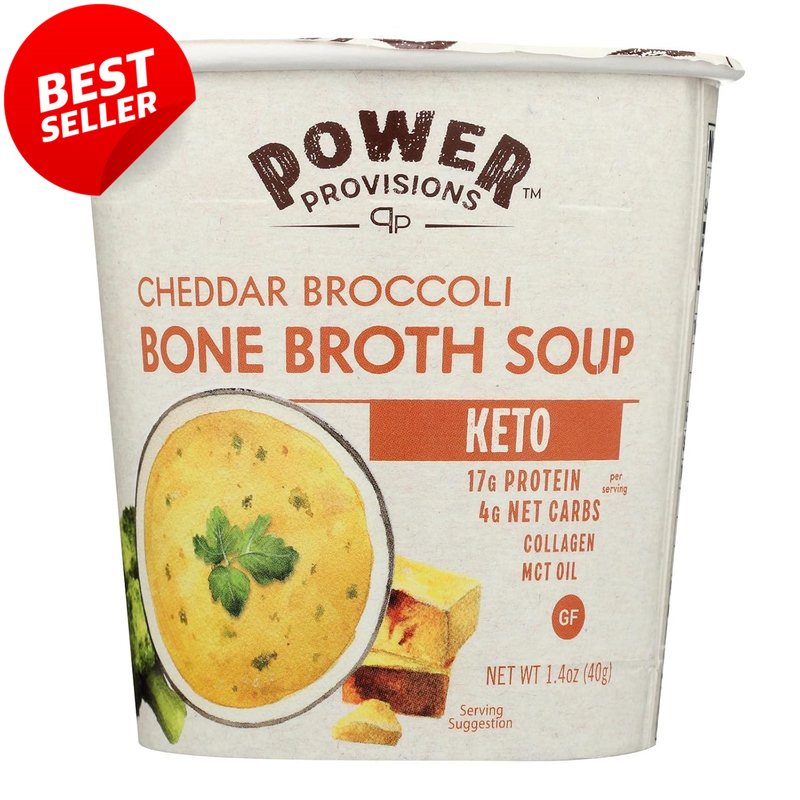 Cheddar Broccoli Bone Broth Soup Cup Keto Collagen 17g Protein 1.2oz - US