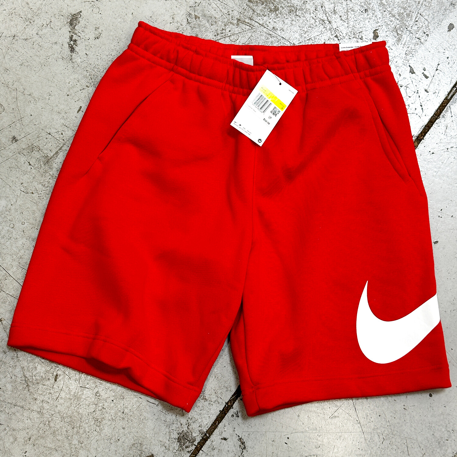 red nike fleece shorts