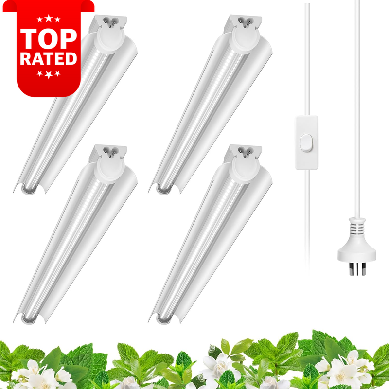 3FT T8 LED Grow Light Bulbs 5000K Full Spectrum V-Shape 4 Pack Indoor Plants