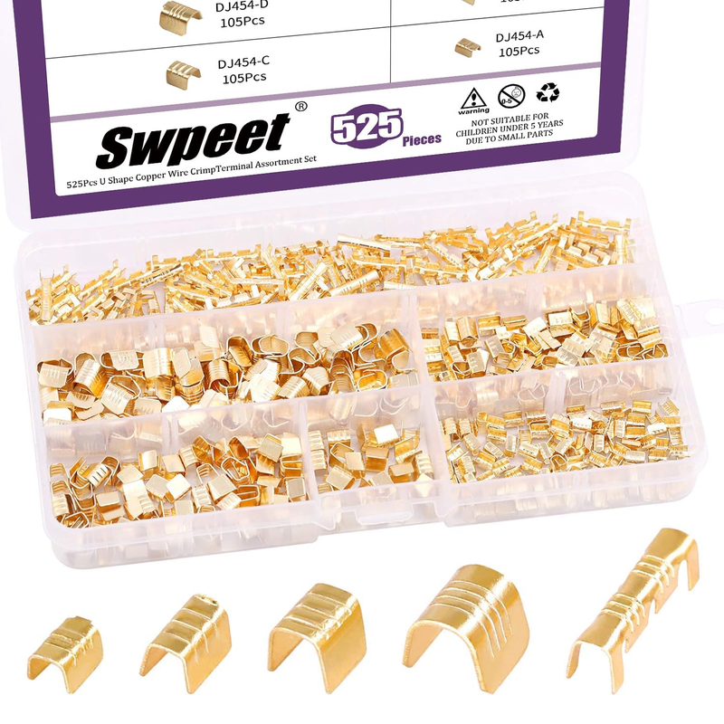 525Pcs Gold DJ453 DJ454-A DJ454-B DJ454-C DJ454-D Non-Insulated U Shape Wire Cri