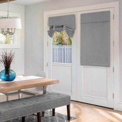 HOMEIDEAS French Blackout Door Window Curtains, W26" X L40", B-light Grey 