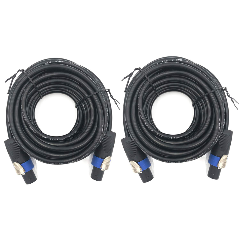 2 Pack 50Ft Pro Speakon to Speakon Cable, Pair 12AWG Patch Cords, Professional S