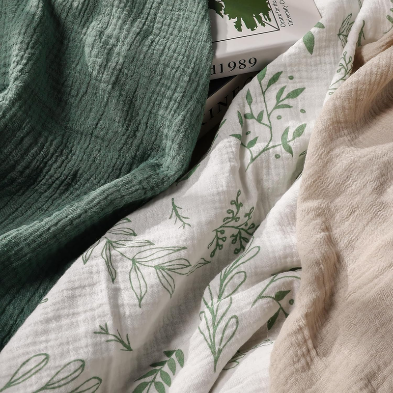 Muslin Swaddle Blankets for Newborn, 3 Pack Breathable Soft Receiving Blanket, L