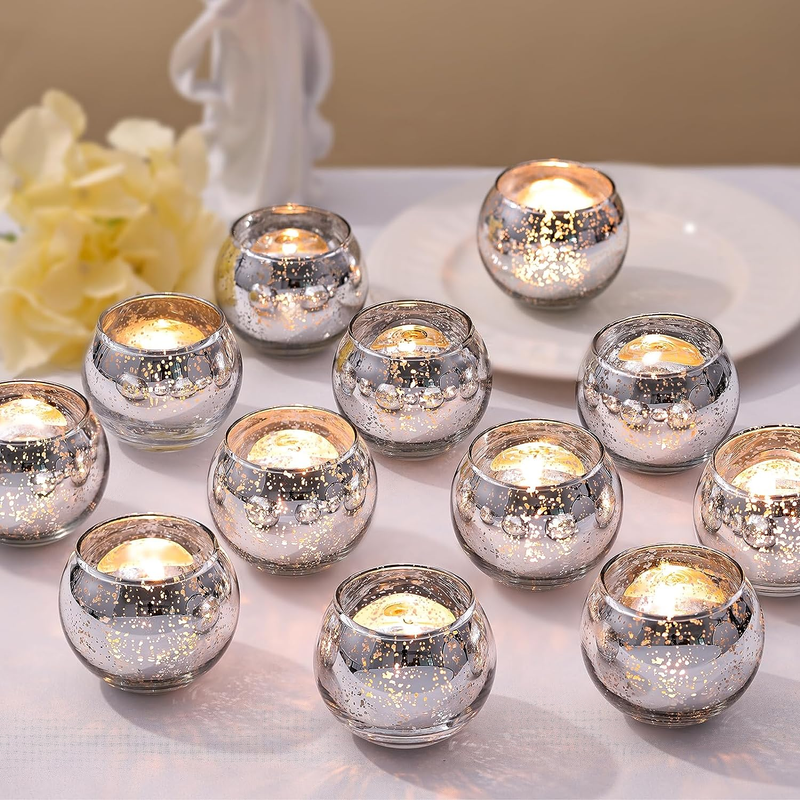 36Pcs Silver Votive Candle Holders Elegant Mercury Glass Tea Light Candle Holder