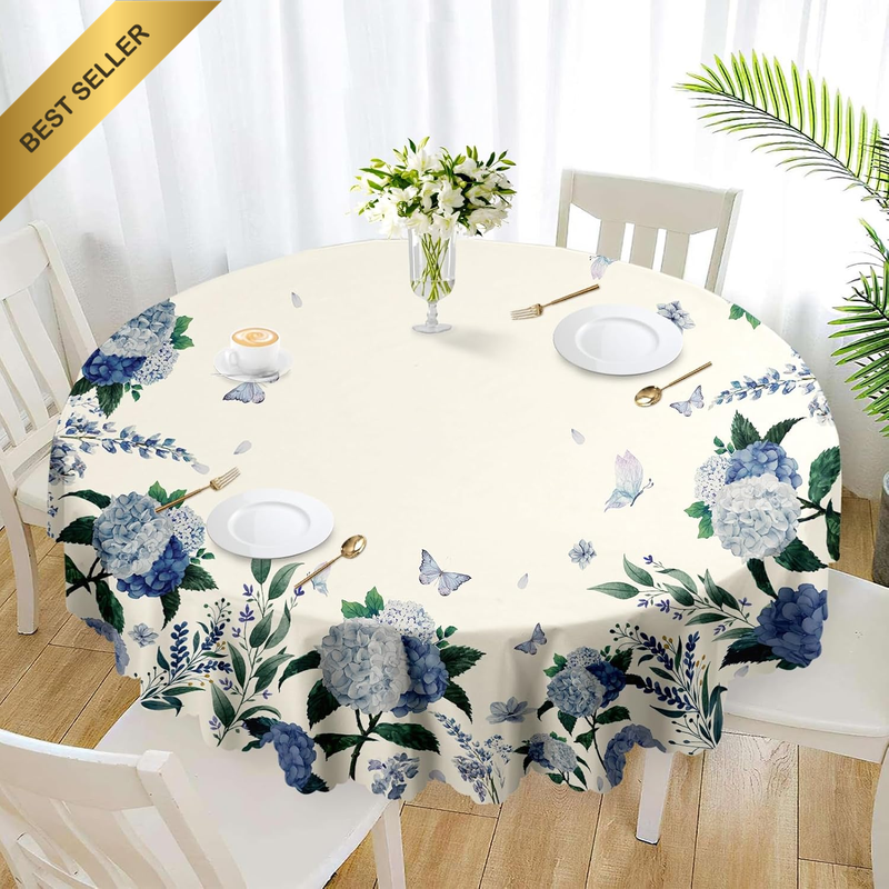 round Table Cloths 60 In, Floral Tablecloth Waterproof, Wrinkle Free Polyester F