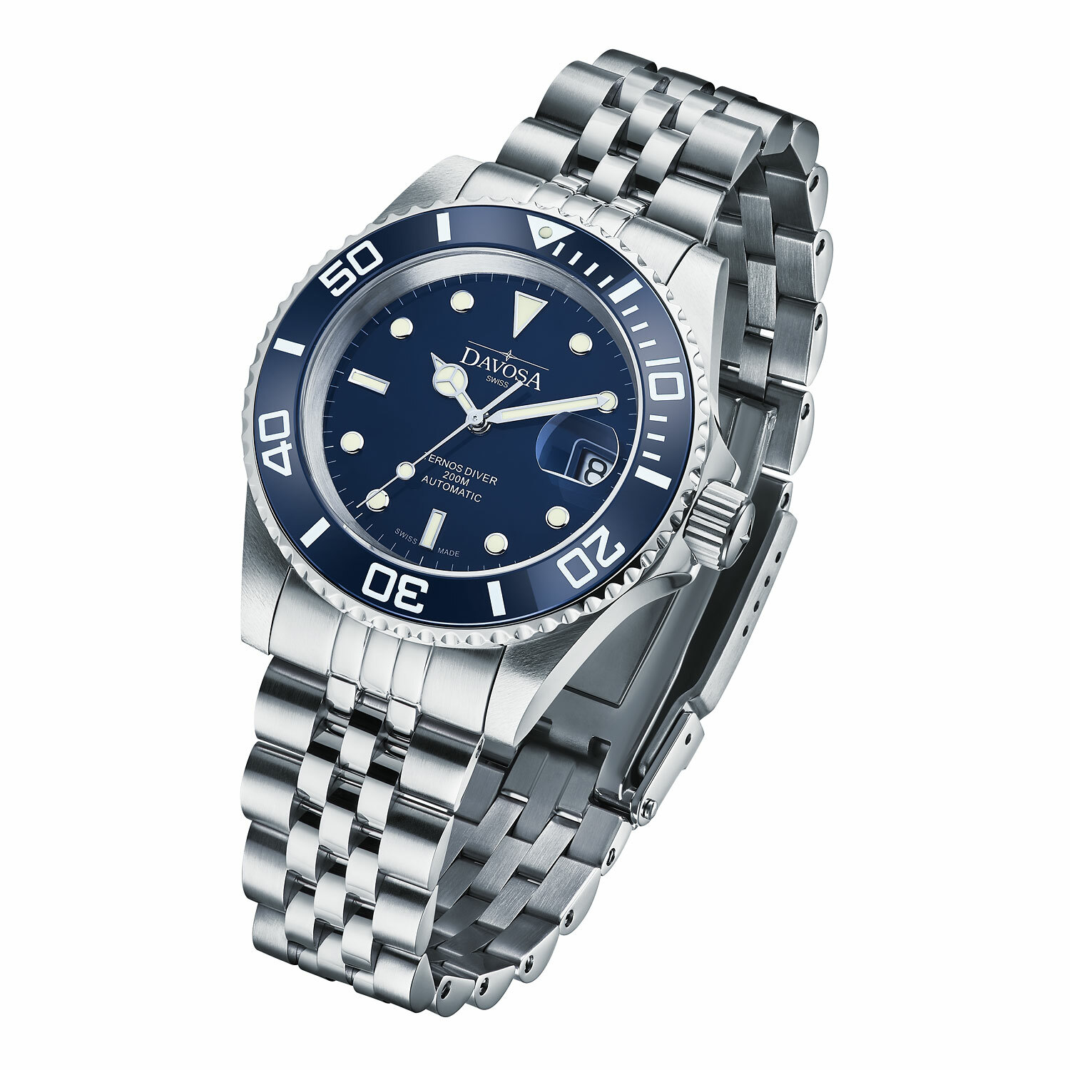 Pre-owned Davosa Swiss Made Ternos Blue 40mm Automatic 200m Diver 16155504 Men Wrist Watch