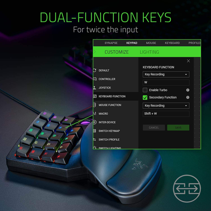 Razer Tartarus Pro Gaming Keypad: Analog-Optical Key Switches - 32 Programmable