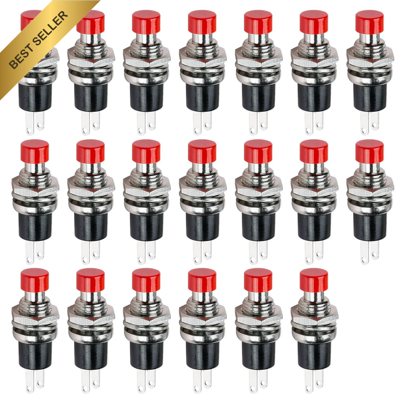 Mini Push Button Momentary Switches,  2 Pin on off 1A 250V AC 7MM round SPST Nor