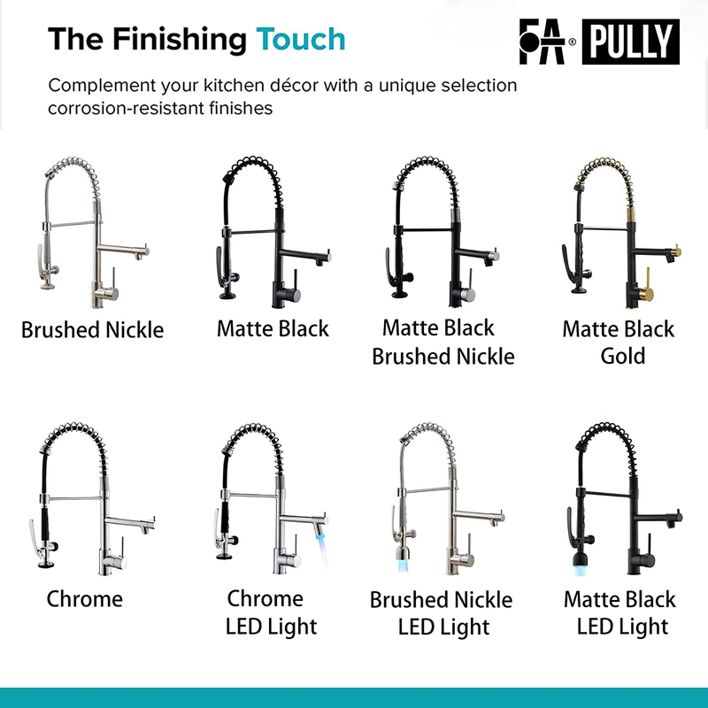 Commercial Pull down Kitchen Sink Faucet with Sprayer Brushed Nickel