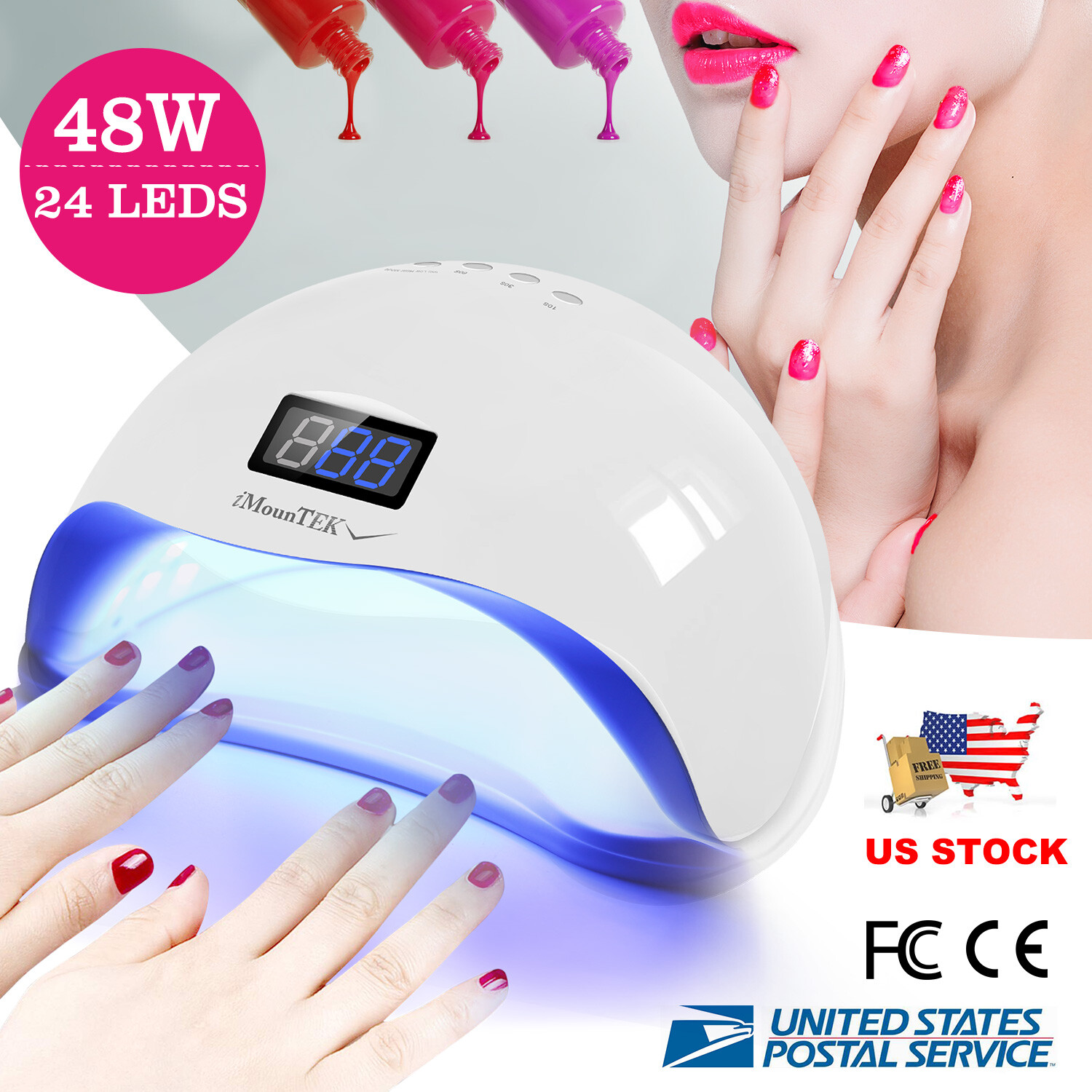 80W UV LED Nail Lamp Gel Polish Nail Dryer Fingernail Toenail Gel Curing Machine