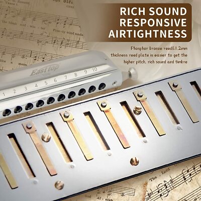 EASTTOP 10hole 40Tones Chromatic Harmonica Key of C Professional Birthday Gift