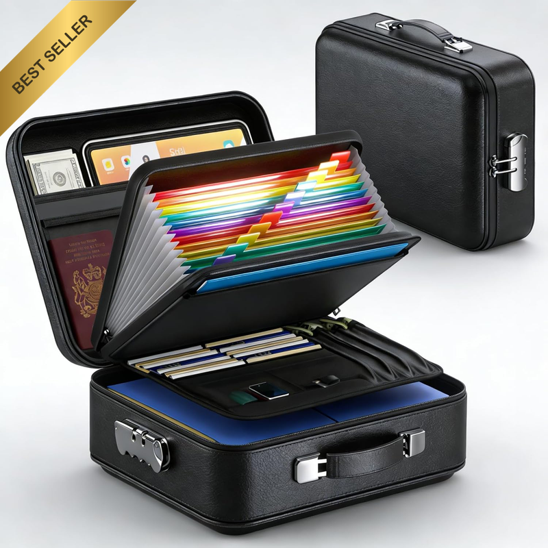 Fireproof Document Box with Combination Lock - UL94 Certified Waterproof Portabl