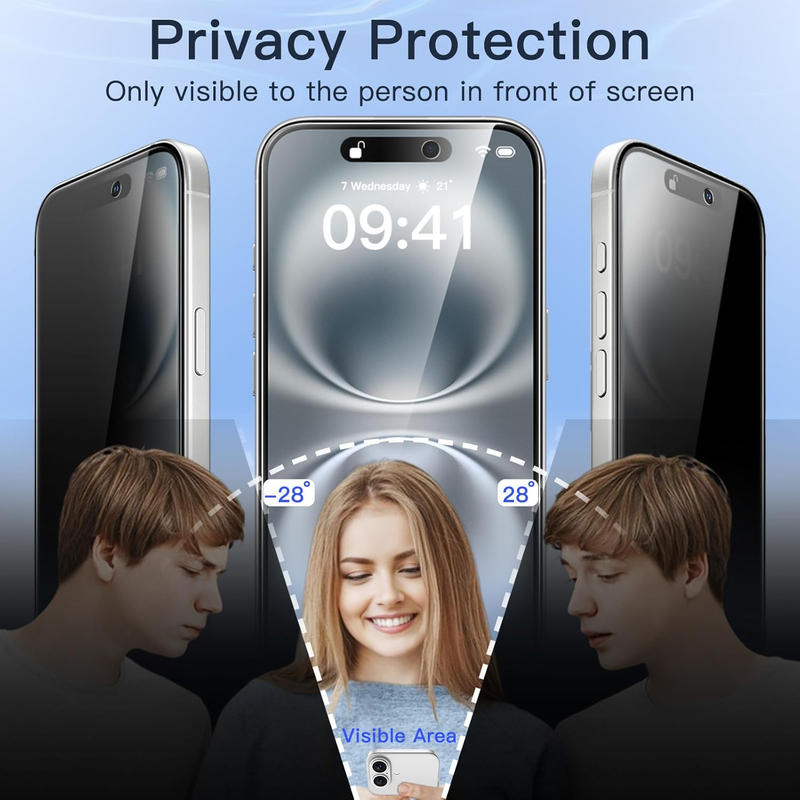 Privacy Screen Protector for iPhone 16 6.1-Inch, Anti-Spy Tempered Glass Film wi