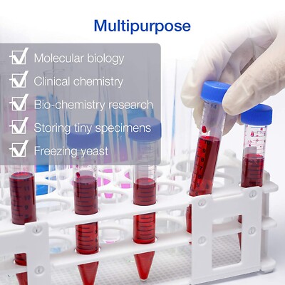 2000pcs Lab 15mL Conical Centrifuge Tubes Polypropylene Screw Caps EO Sterilized