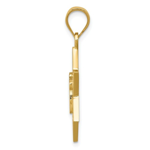 Pre-owned Accessories & Jewelry 14k Yellow Gold Solid & High Polished Chai In Star Of David Pendant Large Charm