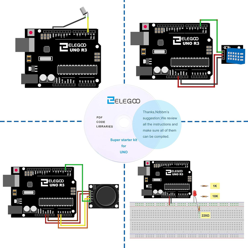 UNO Project Super Starter Kit with Tutorial, 5V Relay, UNO R3, Power Supply Modu